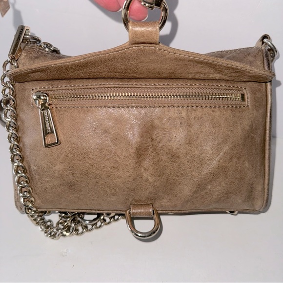Rebecca Minkoff Mini MAC Convertible Crossbody Bag Taupe Gold Leather - Picture 10 of 15